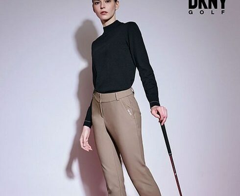 DKNY GOLF 여성 울혼방 카디건모크넥 2종 세트