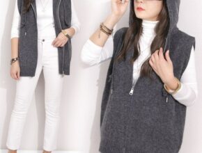 라라쎄 니트 롱가디건후드 롱베스트