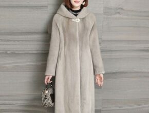 케이수 휘메일 풀스킨 쉐브론 후드 롱코트