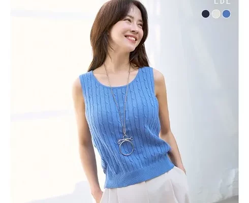 추천 가성비 24SS 클래식 코튼 케이블 니트베스트 여성 2종