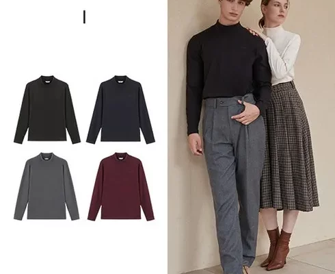 추천 가성비 코모도 23FW 남성 모크넥 티셔츠 4종